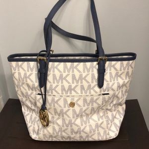 Michael Kors white and navy leather purse